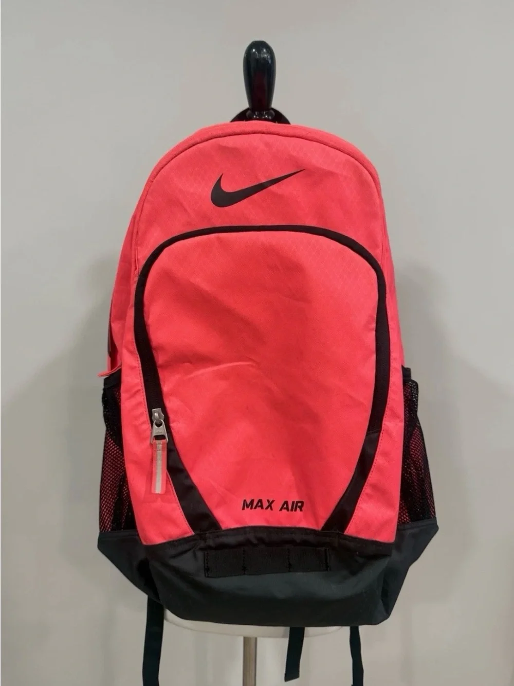 Nike Max Air Backpack Neon Coral Black School Sports Bag Padded Straps